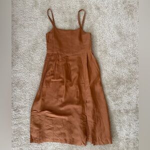 SOLD First Rite Sahara Brown Pleated Dress Small
